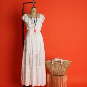 PEASANT MAXI DRESS | WHITE MAXI DRESS | BOHEMIAN